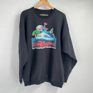Walt Disney World by Hanes Disneyland Crewneck Pullover Sweatshirt Men Black 2XL